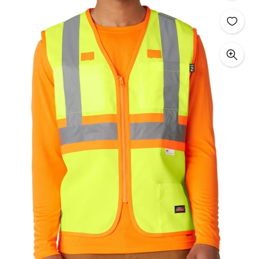 New Dickies Neon Yellow Safety Vest with Reflective Stripes